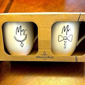 Mr and Mrs 2 Piece,Premium Porcelain, White Mugs made in Germany